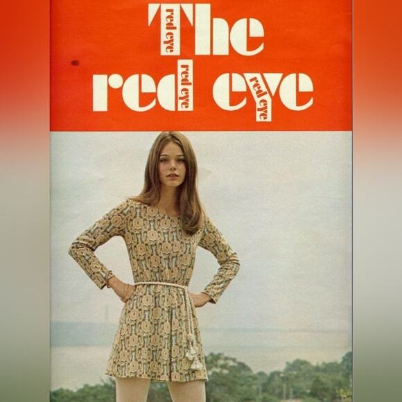 VTG 1960s THE RED EYE Mushroom Print Elastic Waist Shorty Shorts, sz 7 - Picture 8 of 8